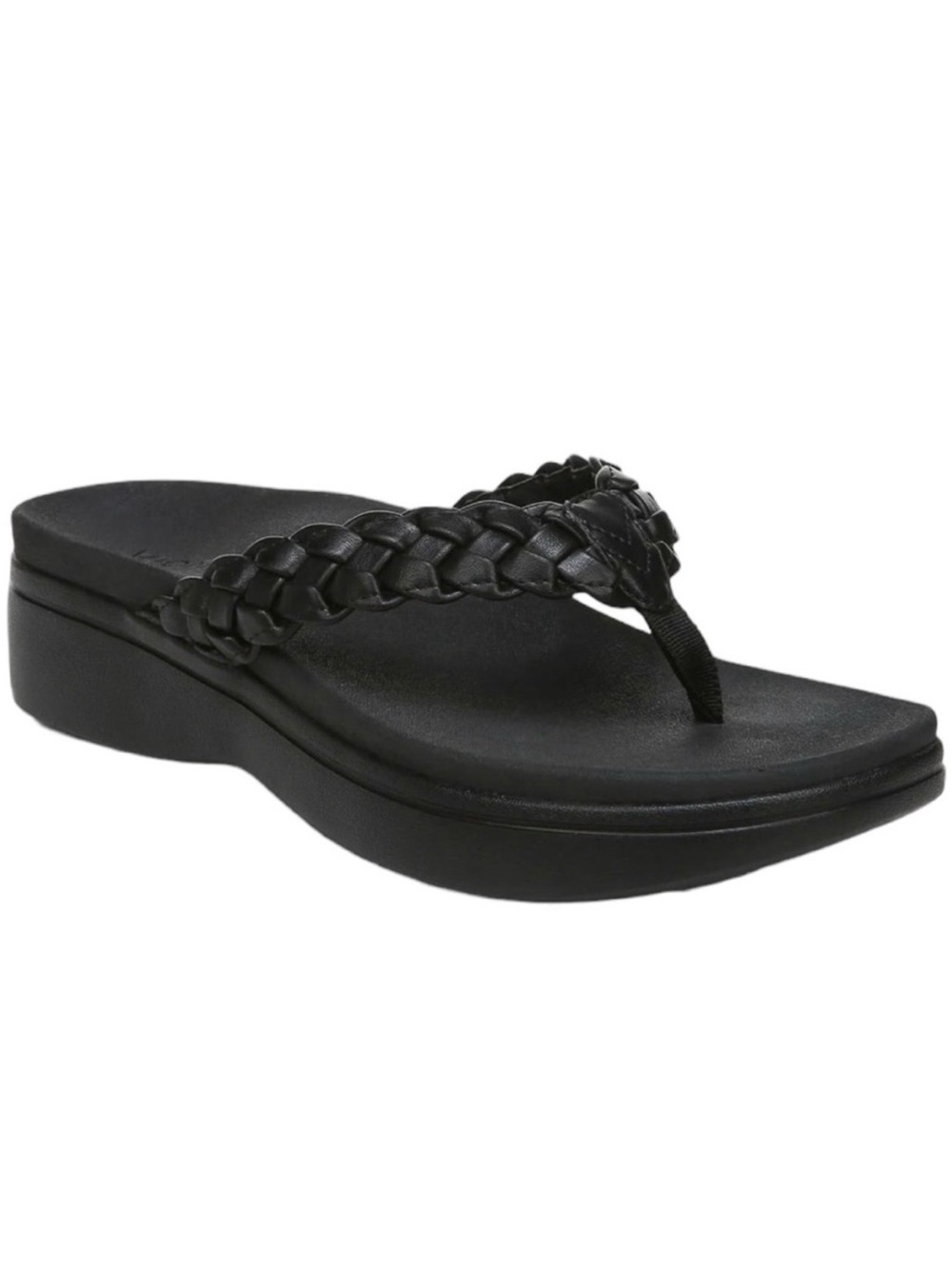 Vionic Womens Kenji Black Braided Sandal Flip flop Orthotic Size 10